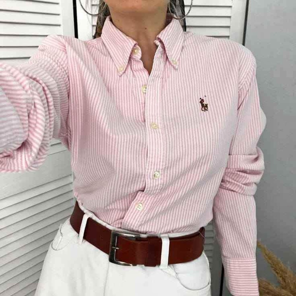 Ralph Lauren pink striped shirt women XS